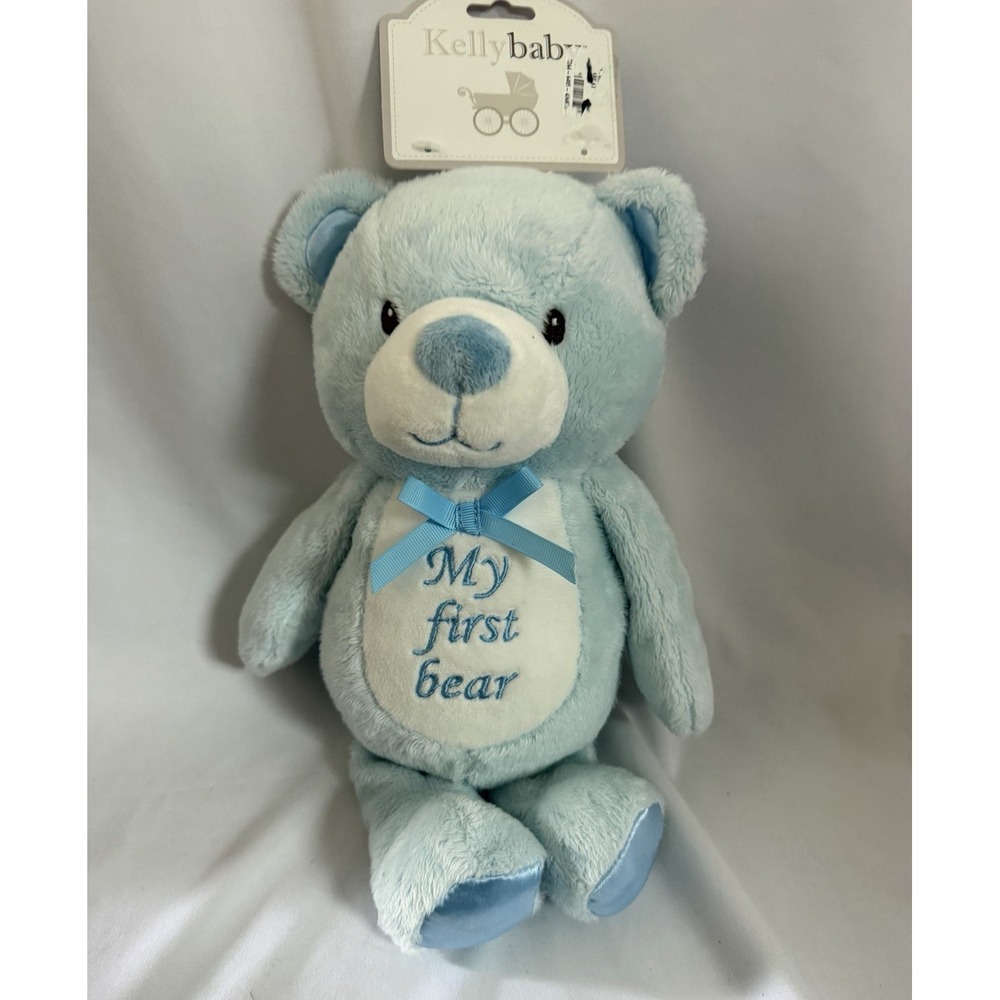 New Kelly Baby Plush Teddy Bear Blue 14 in Stuffed Animal My First Bear